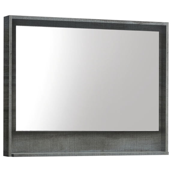 Bosco 36" Framed Mirror With Shelve, Ocean Gray Finish