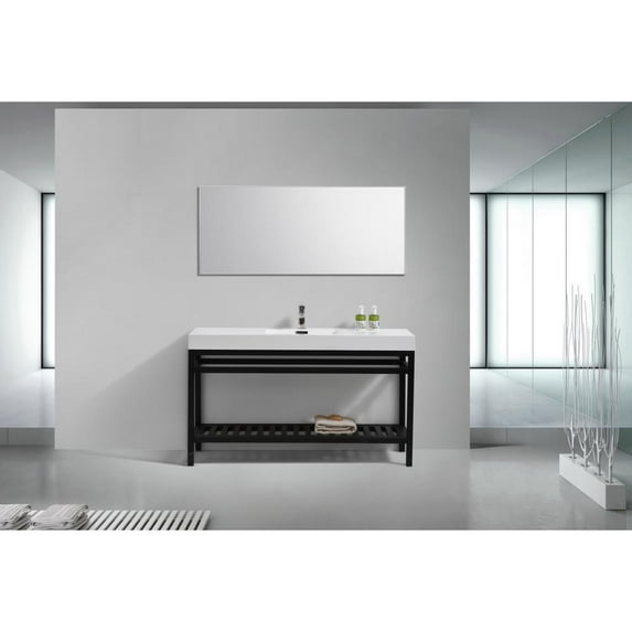 Cisco 60" Single Sink Stainless Steel Console with Acrylic Sink - Matt Black