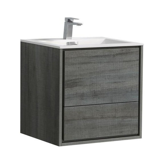 Kubebath DeLusso 24" Ocean Gray Wall Mount Modern Bathroom Vanity