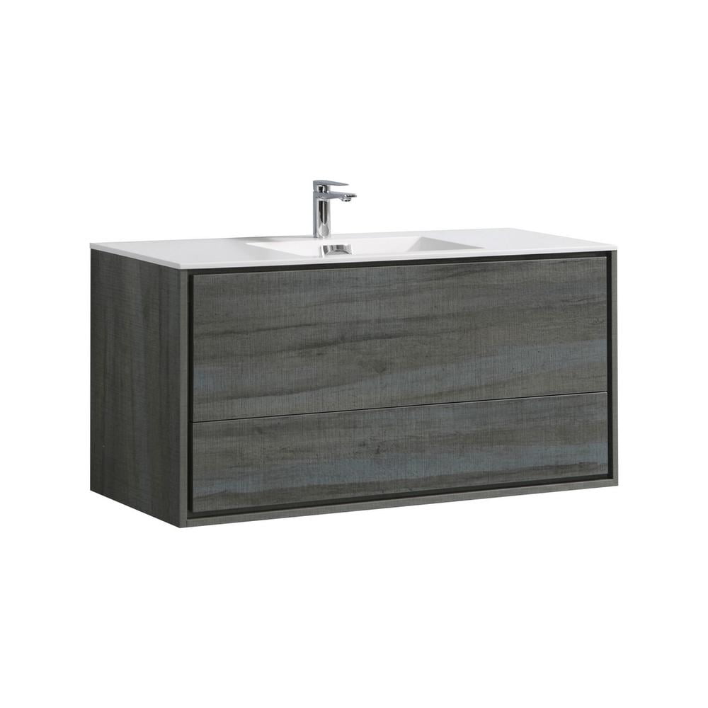 Ocean Gray 48" Single Sink Wall Mount Modern Bathroom Vanity with Acrylic Countertop