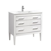 Kubebath Eiffel 36 High Gloss White Vanity W/ Quartz Counter Top