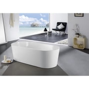 Kube Ovale 59 Free Standing White Bathtub Brass Pop-Up Drain Included
