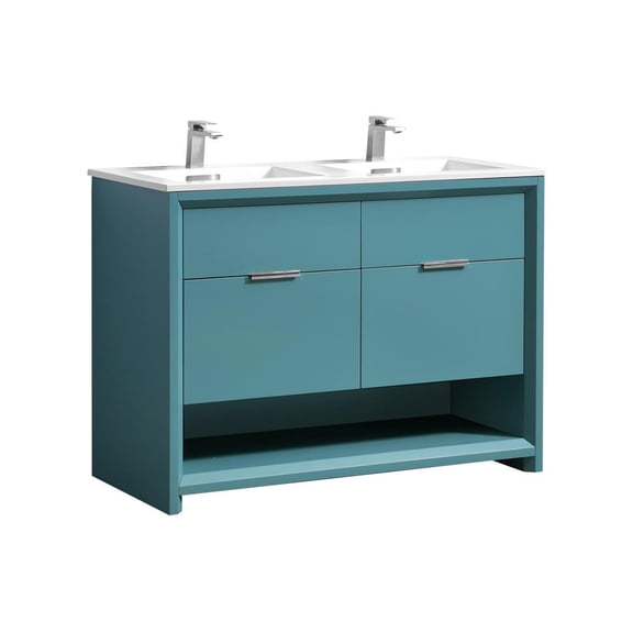 Kubebath NUDO 48 Double Sink Modern bathroom Vanity in Teal Green Finish