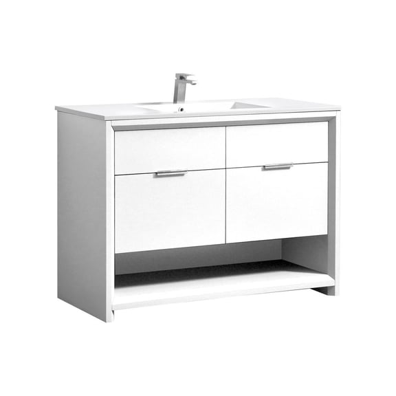 Kubebath NUDO 48 Single Sink Modern bathroom Vanity in Gloss White Finish