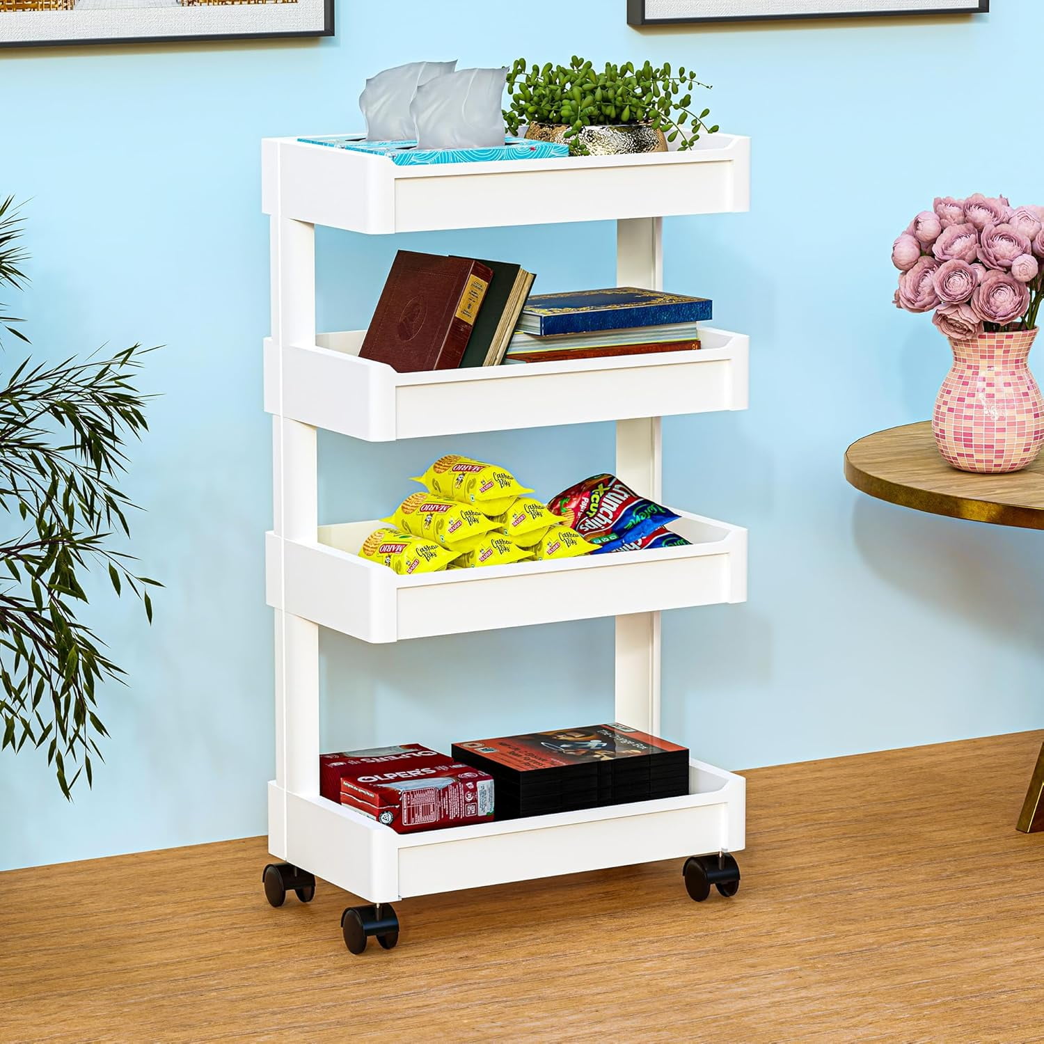 Kuber Industries 4Layer Plastic Stackable Rack for Storage Multipurpose ...