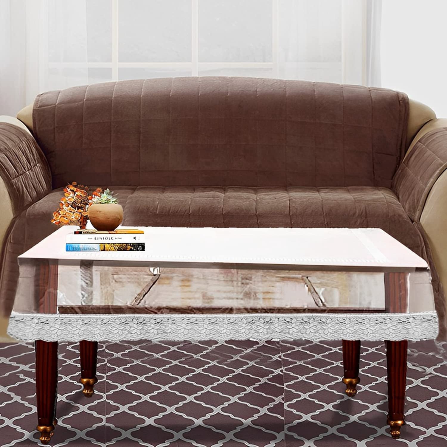 Kuber Industries Center Table Cover PVC Silver Lace Center Table Cover ...