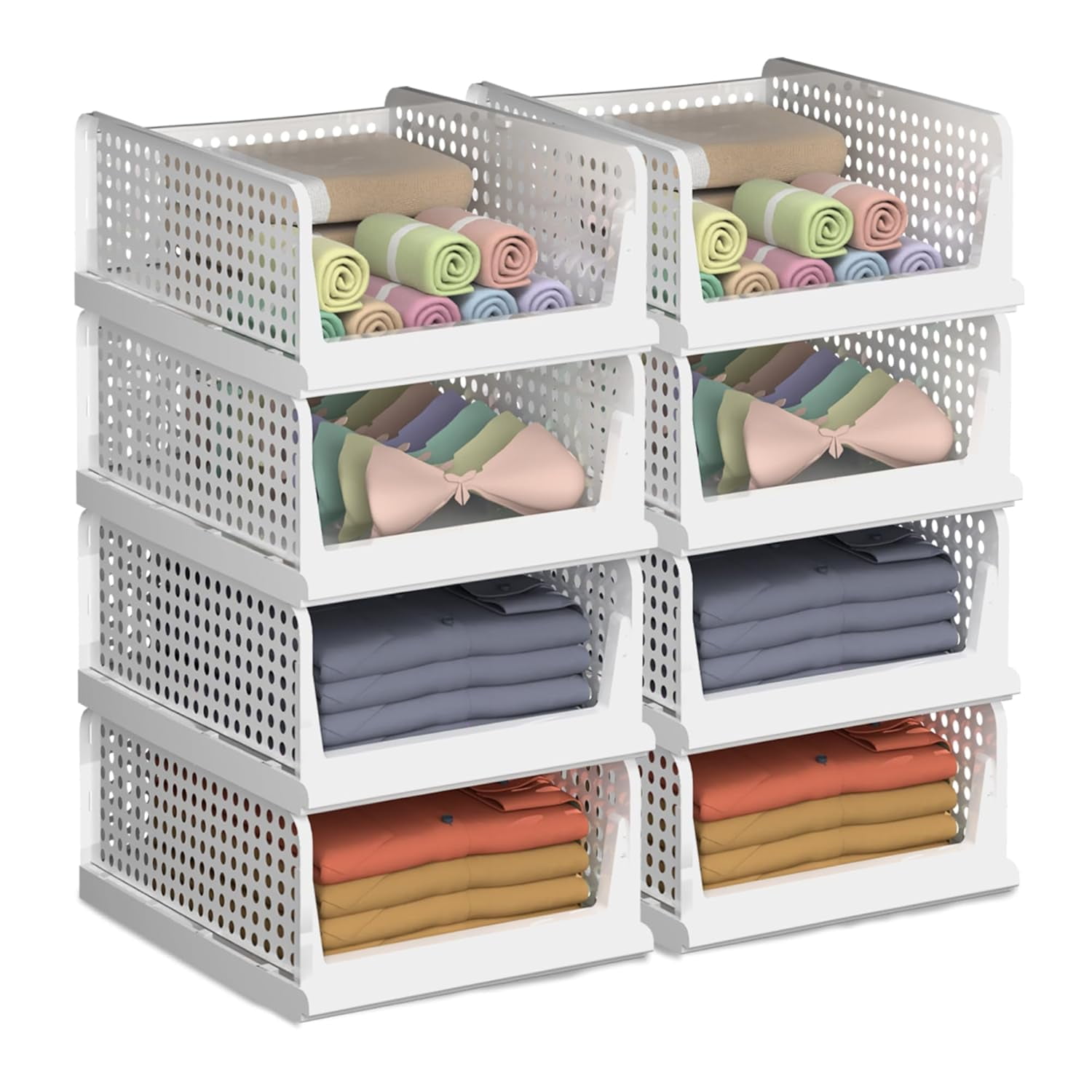Kuber Industries Large 8 Pcs Stack It Up Cloth Stacker Clothing ...