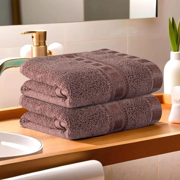Kuber Industries Medium Size Cotton Hand/Face Towel 400 Gsm (Brown) - Pack Of 2