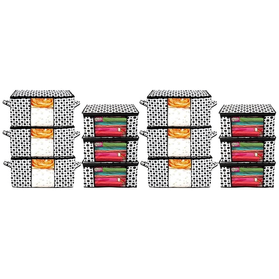 Kuber Industries Polka Dots Design 6 Piece Non Woven Saree Cover and 6 Pieces Underbed Storage Bag
