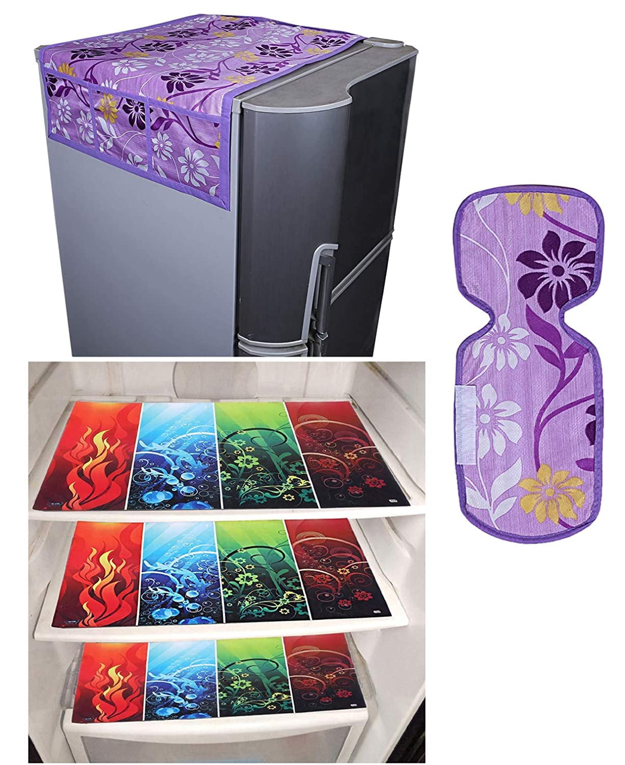 Kuber Industries Pvc 3 Pieces Reversible Fridge Mats, 1 Piece Handle ...