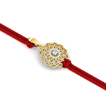 KuberBox 18K Yellow Gold Prabhamandal Rakhi cum Pendant for Brother