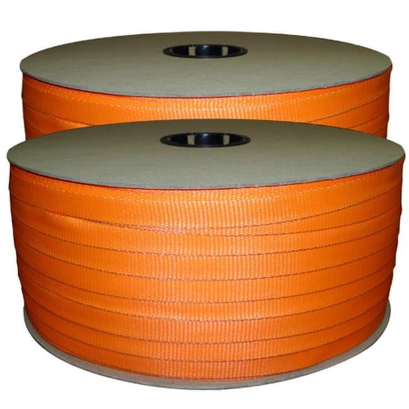Kubinec CL-3427 0.75 in. Orange Woven Polyester Strap, 1650 ft. Coil - 3000 lbs System Strength - 2 Rolls per Case