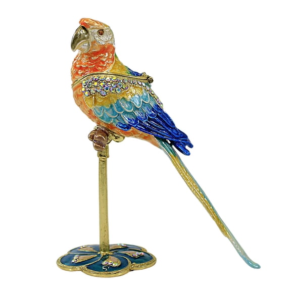 Kubla Craft Colorful Parrot Box - One Hinged Box 4.5 Inch, Metal - Bird Hinged Magnetic 3030