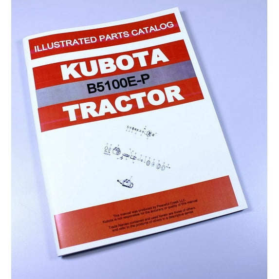 Kubota B5100E-P Tractor Parts Assembly Manual Catalog Exploded Views Numbers