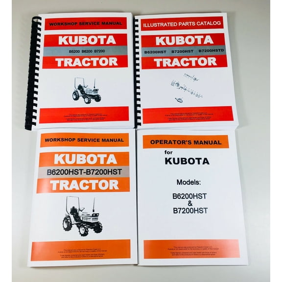 Kubota B6200Hst B6200Hste B6200Hstd Tractor Service Parts Operators Manual Ovhl
