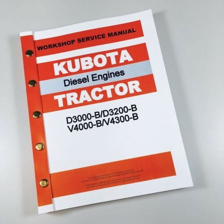 Kubota D3000 D3200-B V4000 V4300-B Diesel Tractor Engine Service Manual Ovhl