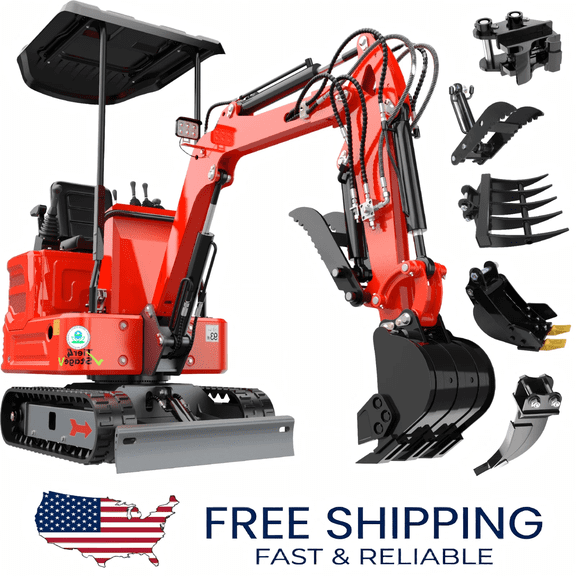 Kubota Diesel 1.4 Ton Mini Excavator 11.5HP Digger EPA Crawler Free Ship