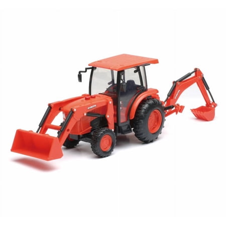 Kubota Farm Backhoe Loader, Orange - New Ray SS-33123 - 1/32 Scale Model Vehicle Replica
