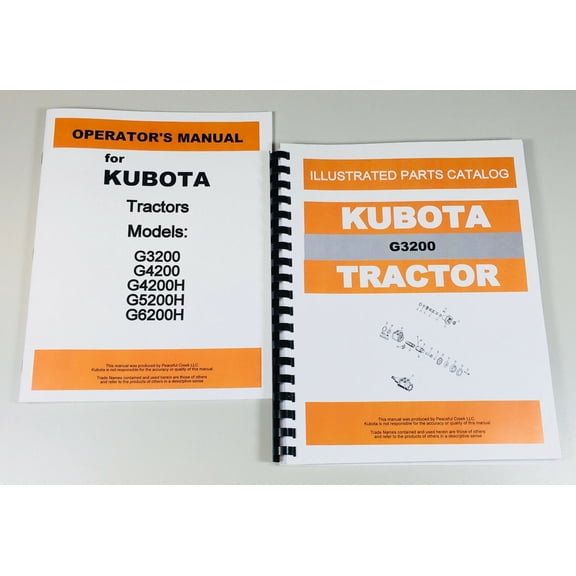 Kubota G3200 Tractor Operators Owners Manual Parts Catalog Set Assembly Book