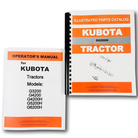 Kubota G6200H Tractor Operators Owners Manual Parts Catalog Set