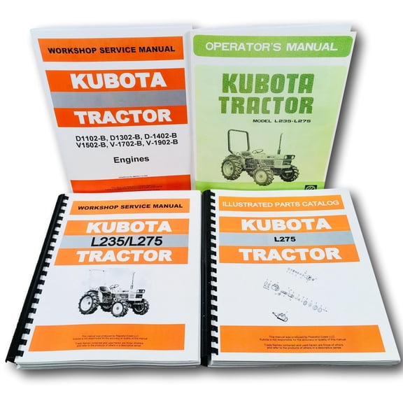 Kubota L275 Tractor Service Engine Chassis Operators Manual Parts Catalog Ovhl