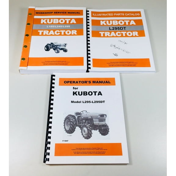 Kubota L295Dt Tractor Operators Service Parts Manual Set