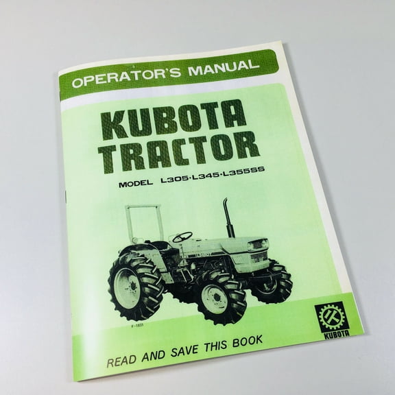 Kubota L305 L305Dt L345 L345Dt L355Ss Tractor Operators Owners Manual 4Wd 2Wd
