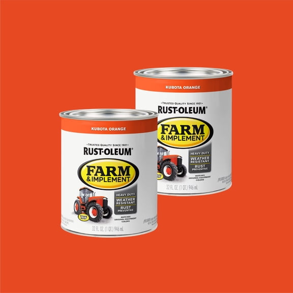 2 Pack, Kubota Orange, Rust-Oleum Specialty Gloss Farm and Implement Paint-280159, 1 qt