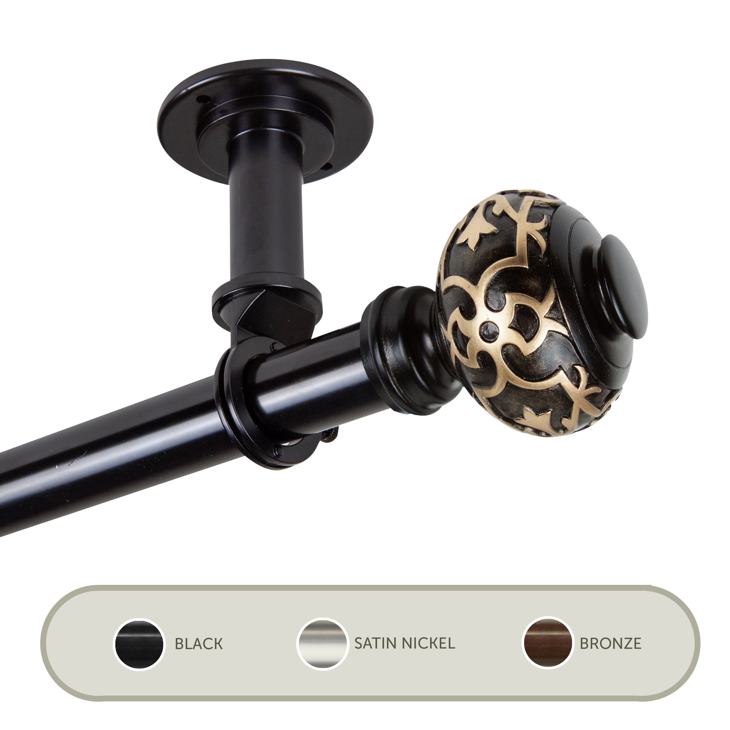 Kubrik Ceiling 1" Curtain Rod/ Room Divider 160-240 inch - Black