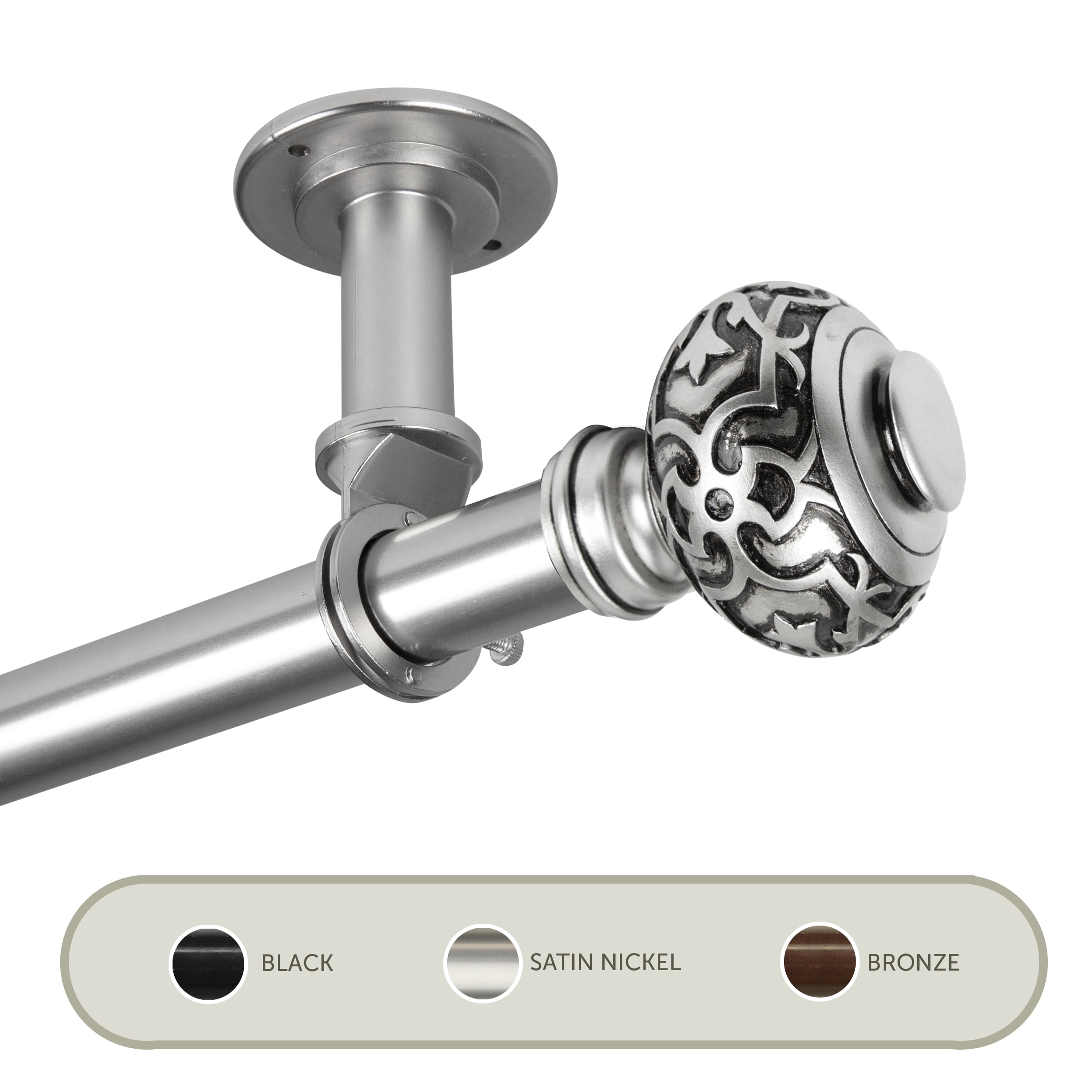 Kubrik Ceiling 1" Curtain Rod/ Room Divider 160-240 inch - Satin Nickel