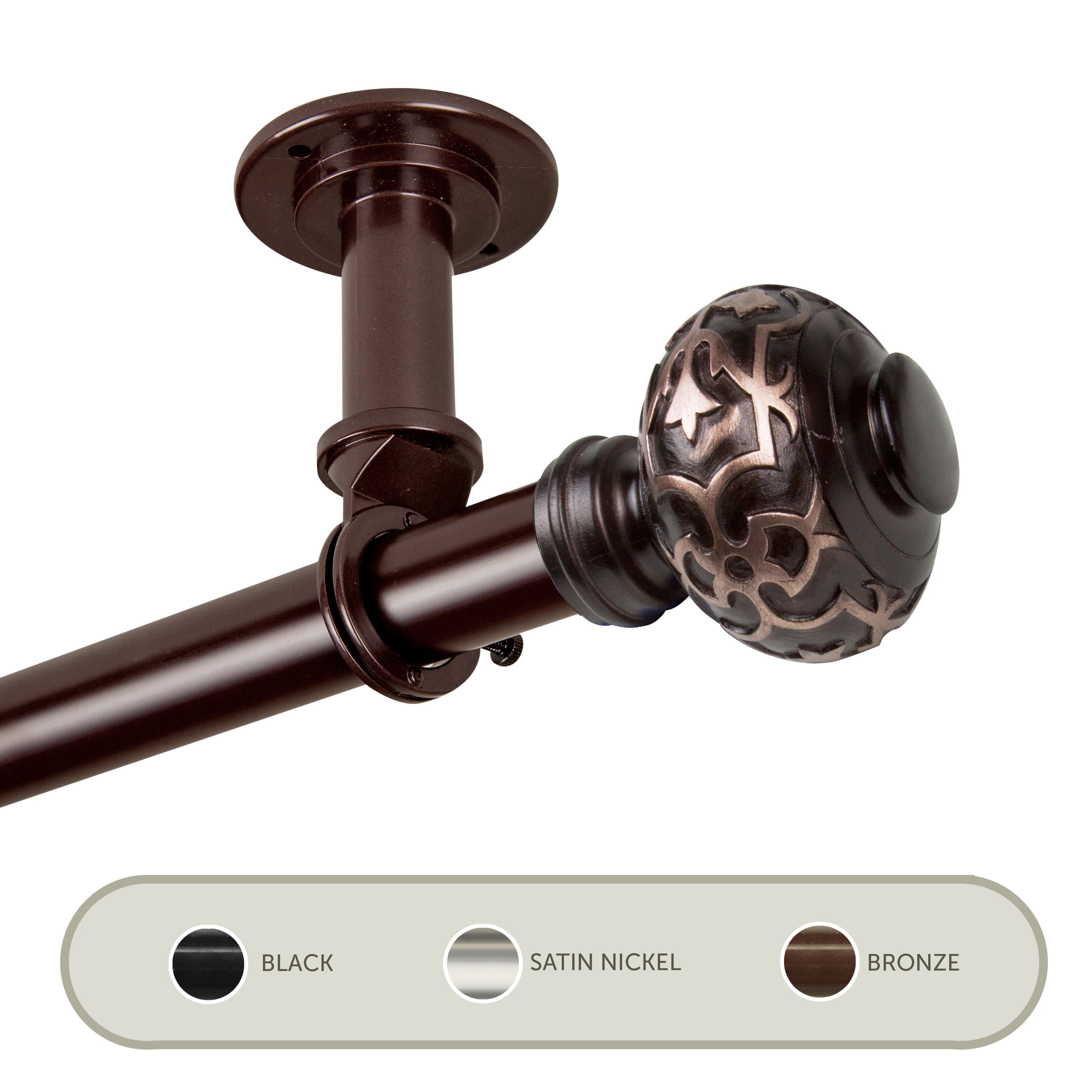 Kubrik Ceiling 1" Curtain Rod/ Room Divider 28-48 inch - Bronze
