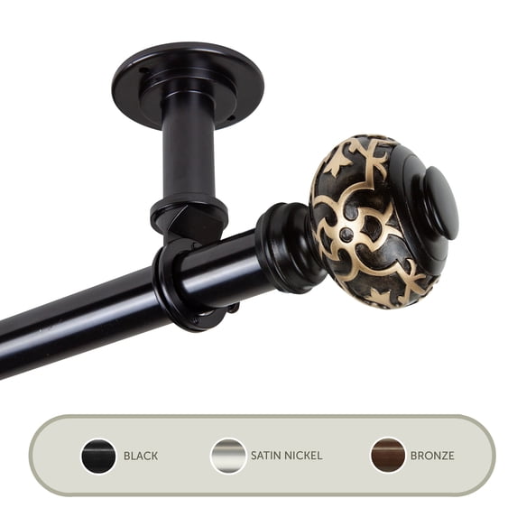 Kubrik Ceiling 1" Curtain Rod/ Room Divider 48-84 inch - Black