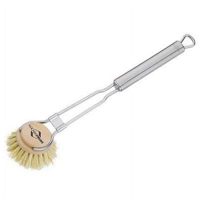 Classic Dish Washing Brush, Stainless Steel Handle, with Natural
