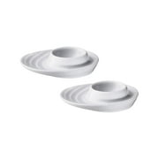 K chenprofi Set of 2 White Porcelain Egg Cups with Oval Base   Elegant Holders for Hard or Soft-Boiled Eggs, 3.5 x 4