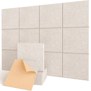 Kuchoow Acoustic Wall Panels, High Density Sound Proof Foam Panels for Walls, Self Adhesive Sound Absorbing Panel for Home Office, 12 Pack Beige