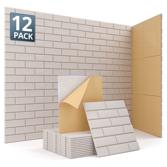 Kuchoow 12 Pack Acoustic Wall Panels, Sound Absorbing Acoustic Panel, High Density Noise Reducing Brick Soundproof Foam Panels for Walls Studio Office