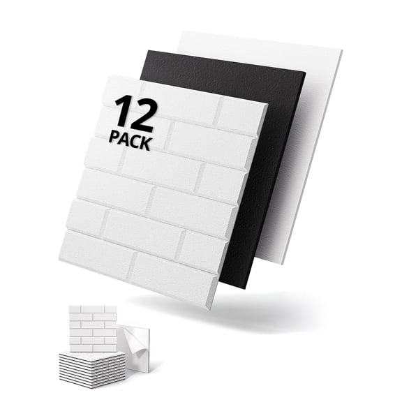 Kuchoow 12 Pack Mass Loaded Vinyl Sound Proof Panels for Studio Walls, Self Adhesive Sound Dampening Panel White Brick Type Soundproofing Panel Noise Reducing and Absorbing for Home Office Recoding