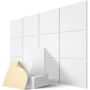 Kuchoow Square Soundproof Wall Panels Self-Adhesive Acoustic Panels 12 Pack White Wall Panel High Density Sound Absorbing Panels 12x12x0.4 Inch