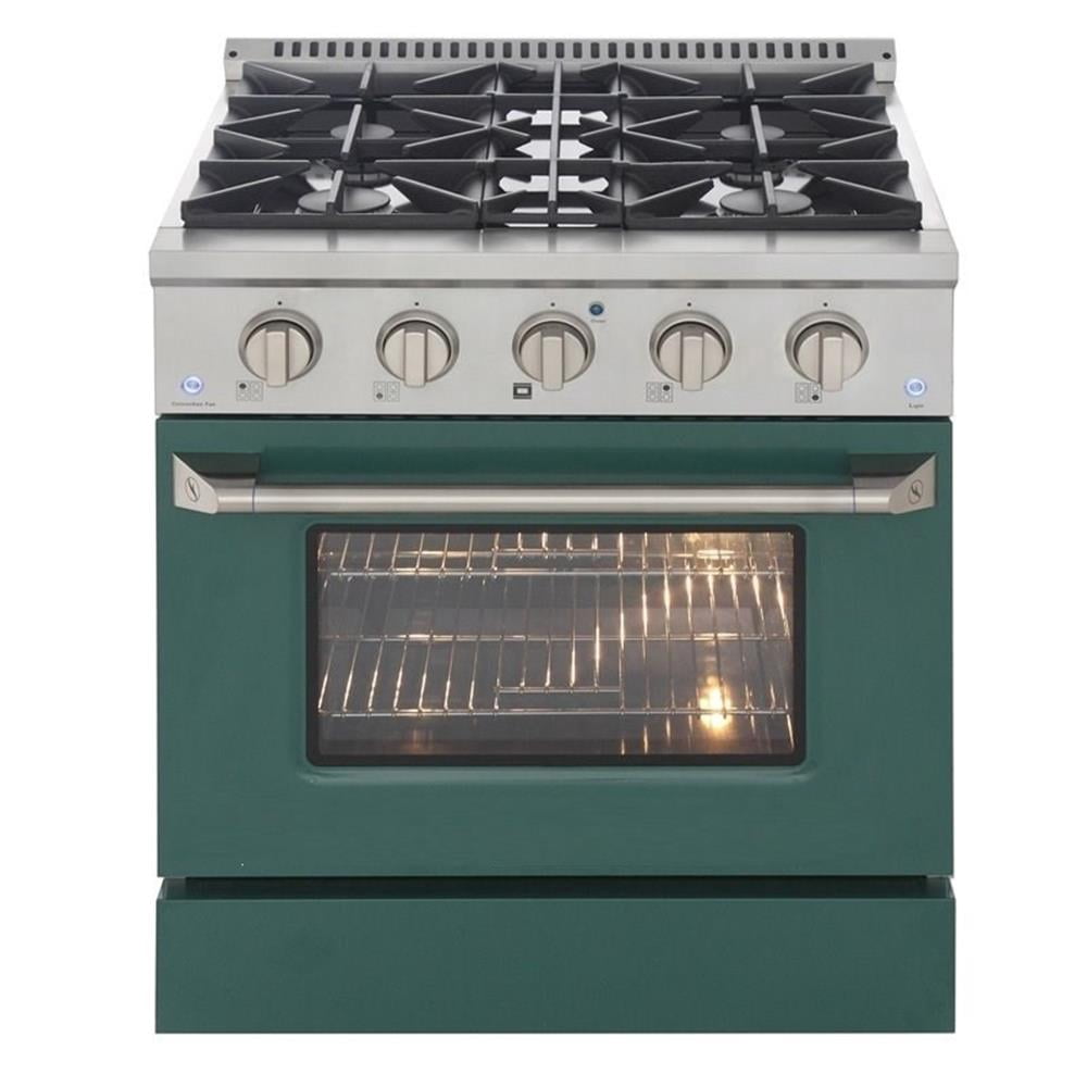 Kucht Professional 30" Modern Stainless Steel Natural Gas Range in Green/Silver