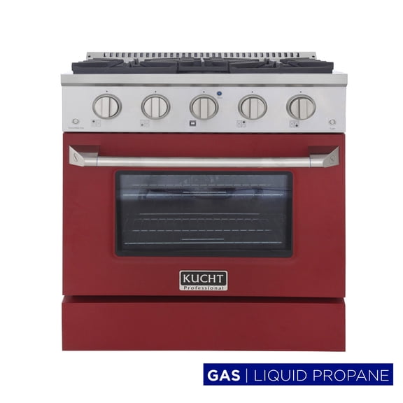 Kucht Professional 30" Modern Stainless Steel Propane Gas Range in Red/Silver