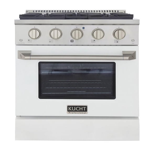 Kucht Professional 30" Modern Stainless Steel Propane Gas Range in White/Silver