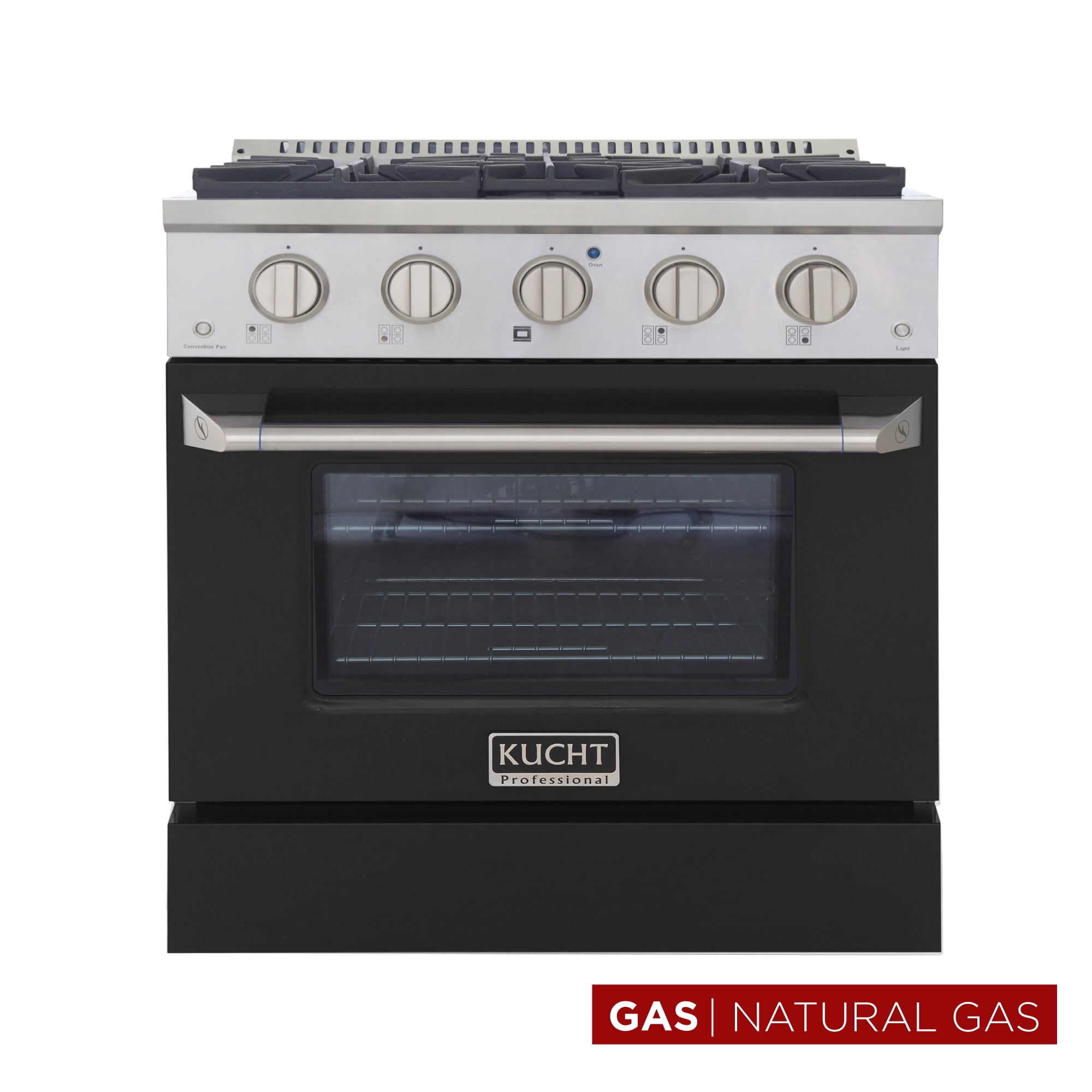 Kucht Professional 30" Stainless Steel Natural Gas Range in Black and Silver