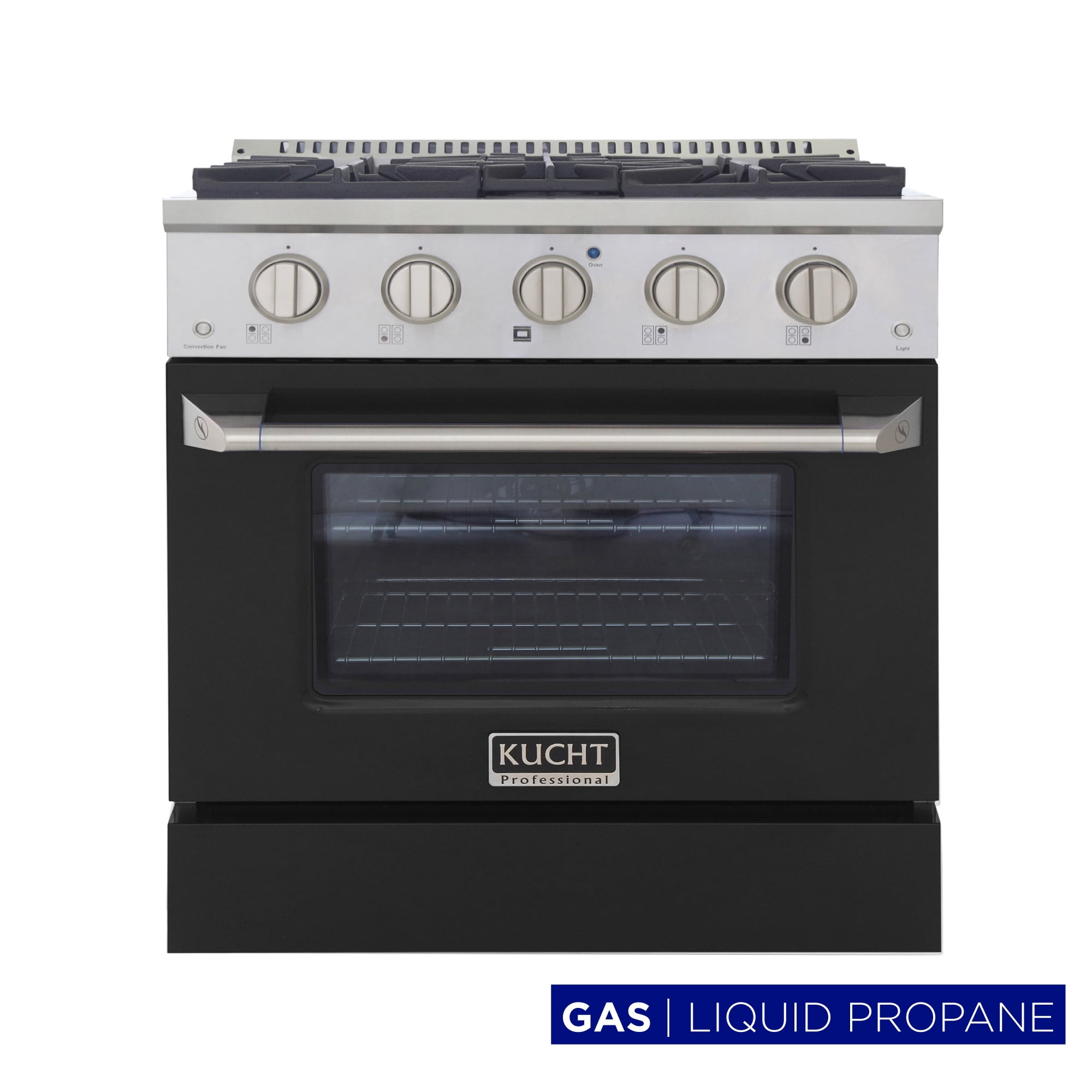 Kucht Professional 30" Stainless Steel Propane Gas Range in Black/Silver