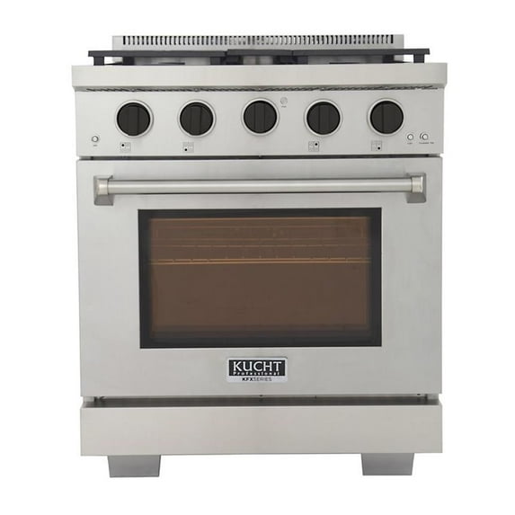 Kucht Professional 30"W Stainless Steel Propane Gas Range in Tuxedo Black/Silver