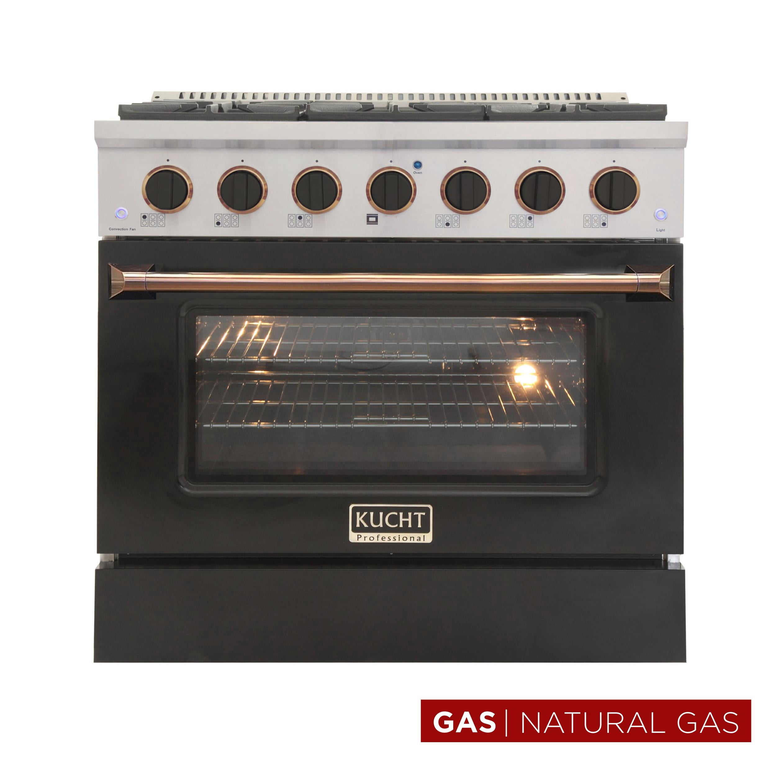 Kucht Professional 36" Stainless Steel Natural Gas Range in Silver/Black/Gold