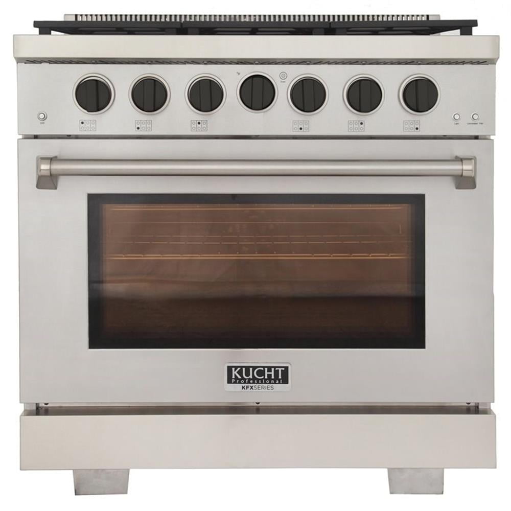 Kucht Professional 36" Stainless Steel Propane Gas Range w/Black Knob in Silver