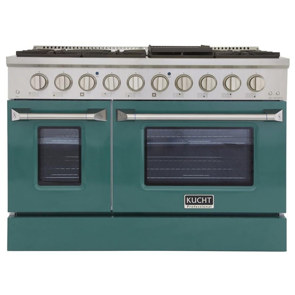 Kucht 48" Silver and Green Natural Gas Range with Griddle