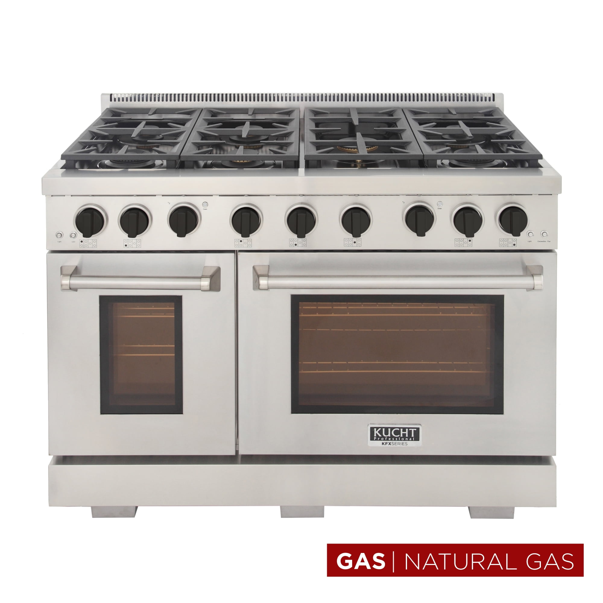 Kucht Professional 48" Stainless Steel Propane Gas Range in Black/Silver