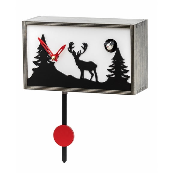 KuckuFrame Quartz Cuckoo Clock Wall Clock and Table Clock with Music Noble look with velour