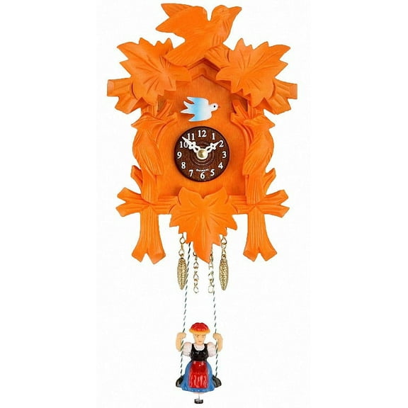 Kuckulino Black Forest Clock with quartz movement and cuckoo chime, orange TU 2002 SQ orange